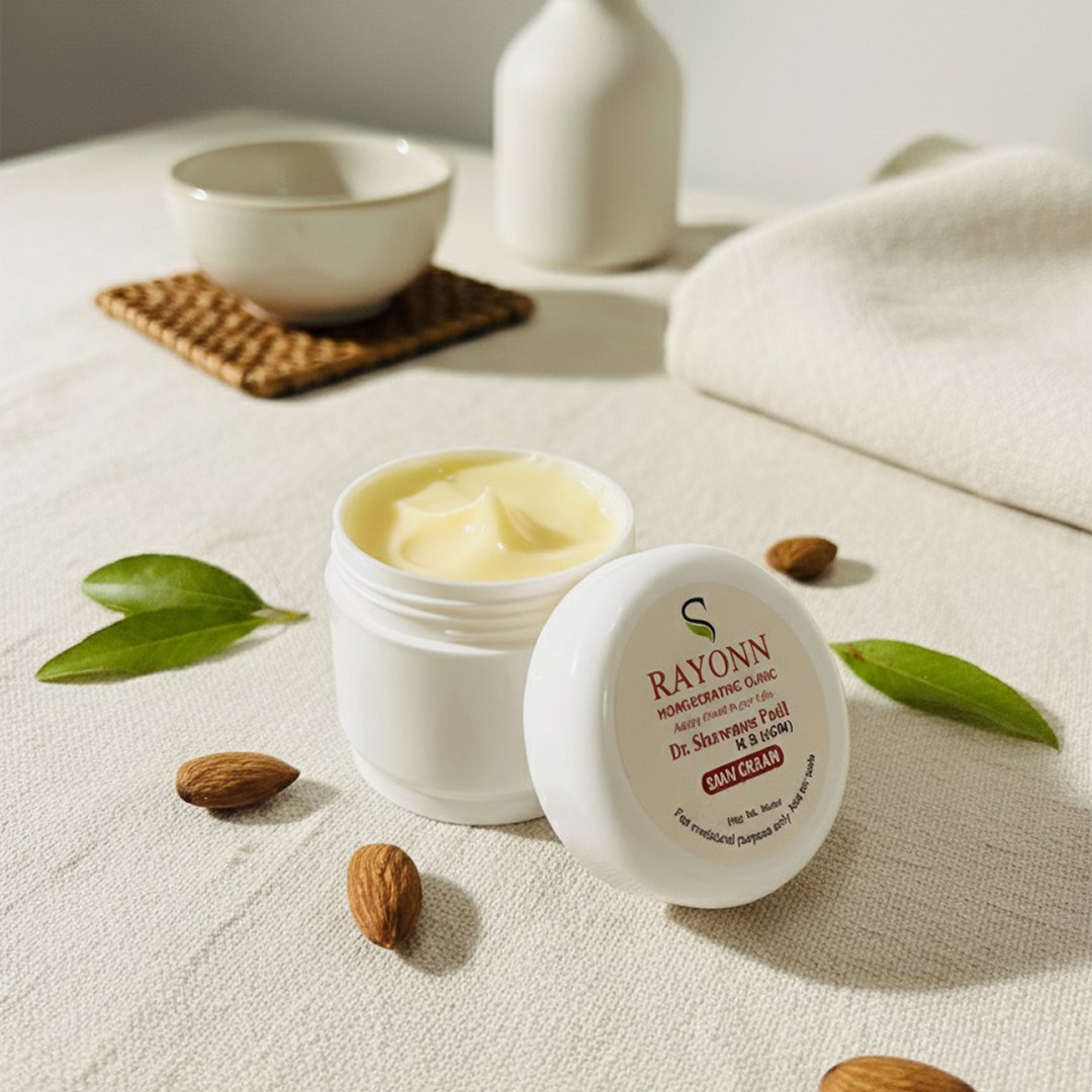 Skin cream with almond extract